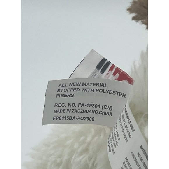 FIESTA White & Brown Puppy Dog Corduroy Nose Paws Sitting 10" Plush - Picture 8 of 9